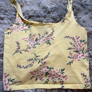 forever 21 yellow floral tank top